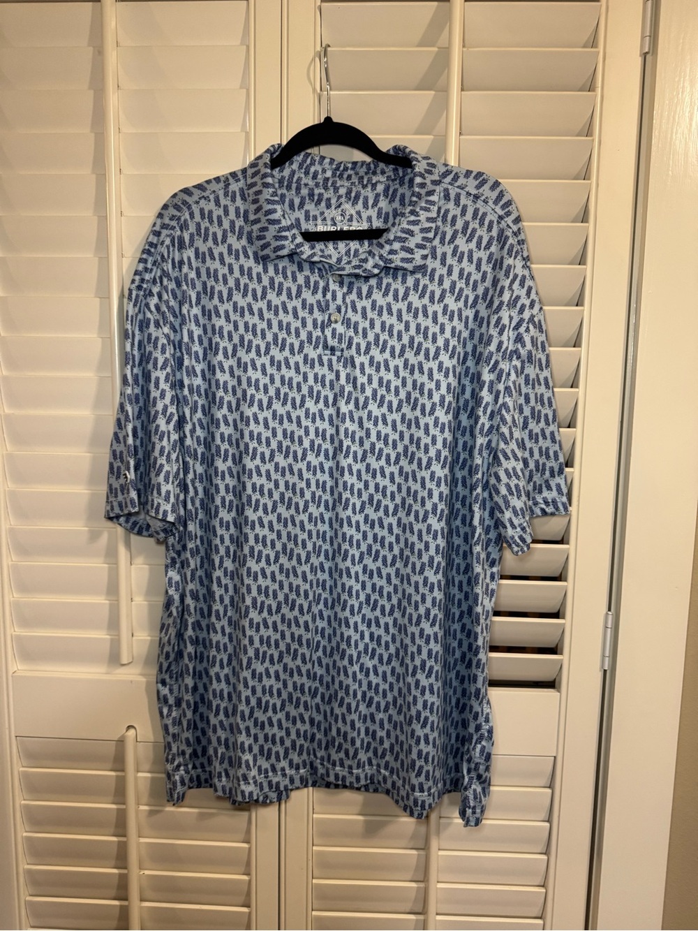 BURLEBO Light Blue Printed Polo